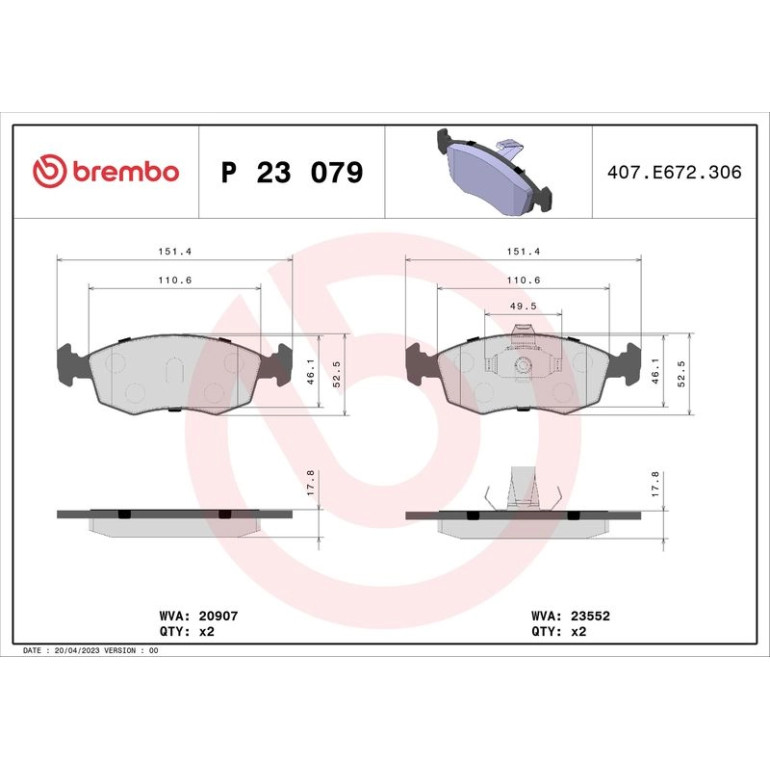 BREMBO Bremsklötze VA P 23 079 BREMBO Bremsklötze VA P 23 079