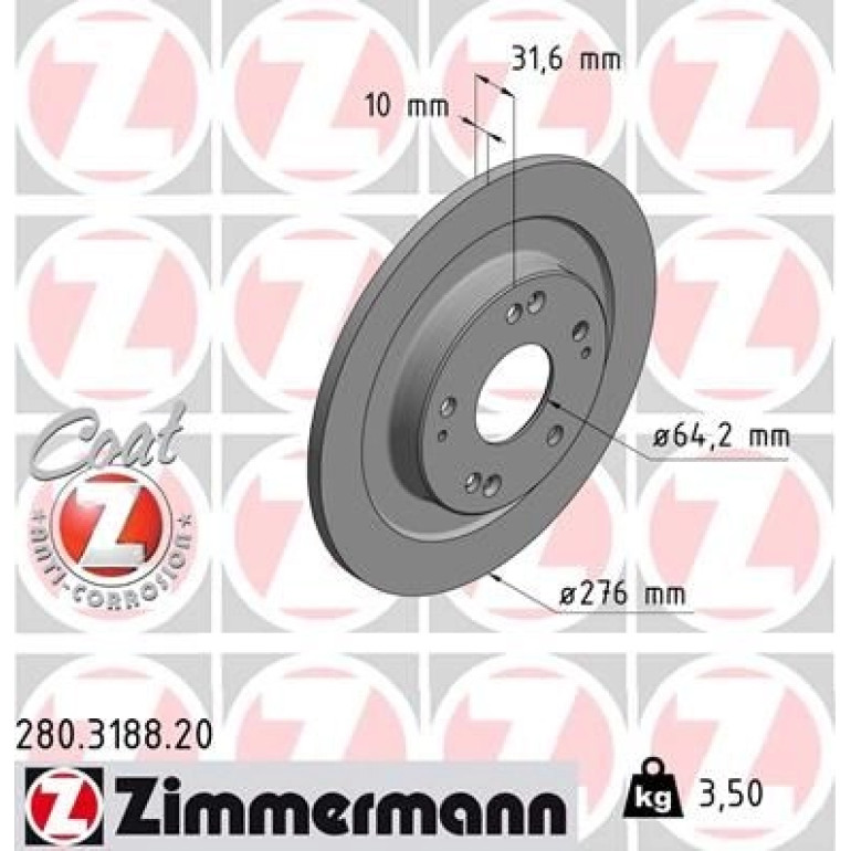 ZIMMERMANN Bremsscheibe 280.3188.20 ZIMMERMANN Bremsscheibe 280.3188.20