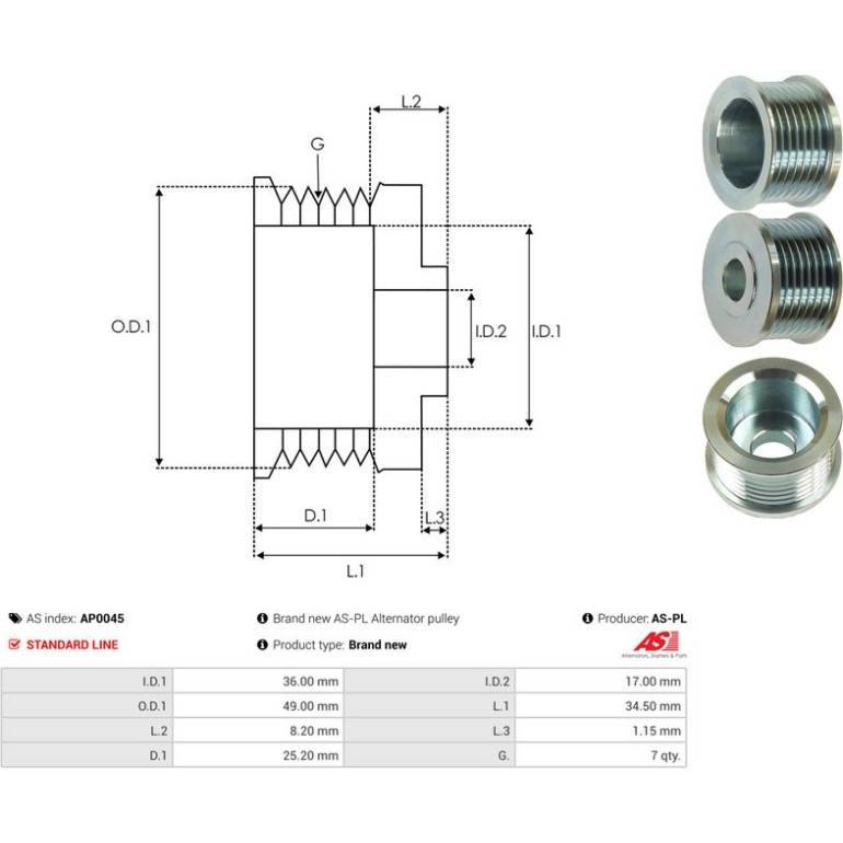Riemenscheibe, Generator AP0045