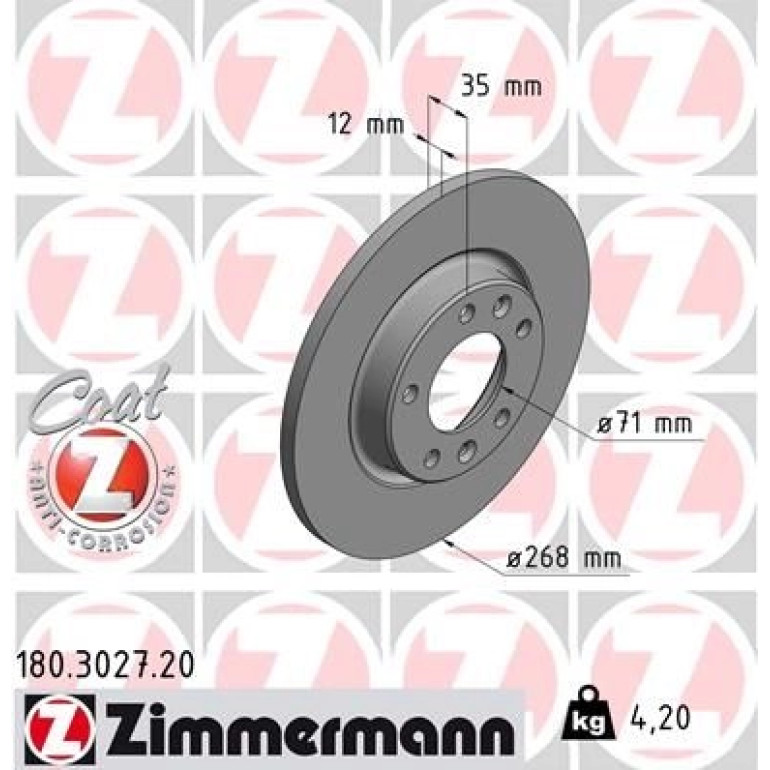 ZIMMERMANN Bremsscheibe 180.3027.20 ZIMMERMANN Bremsscheibe 180.3027.20