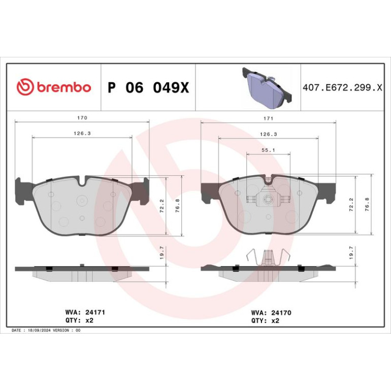 BREMBO Bremsklötze VA P 06 049X BREMBO Bremsklötze VA P 06 049X