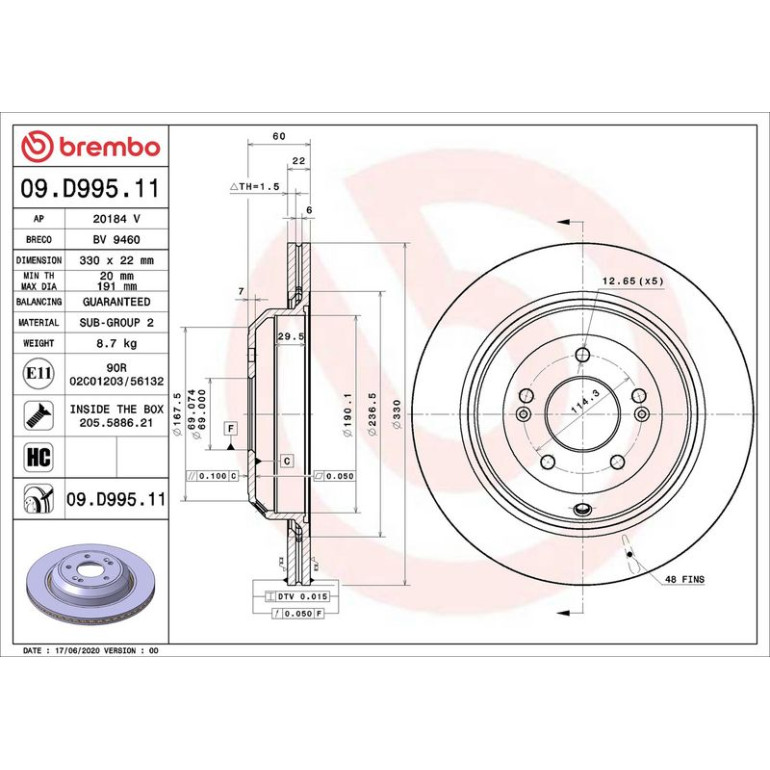 Bremsscheibe HA 09.D995.11 Bremsscheibe HA 09.D995.11