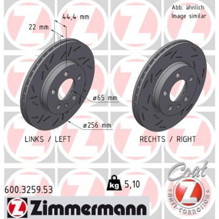 ZIMMERMANN Bremsscheibe 600.3259.53 ZIMMERMANN Bremsscheibe 600.3259.53