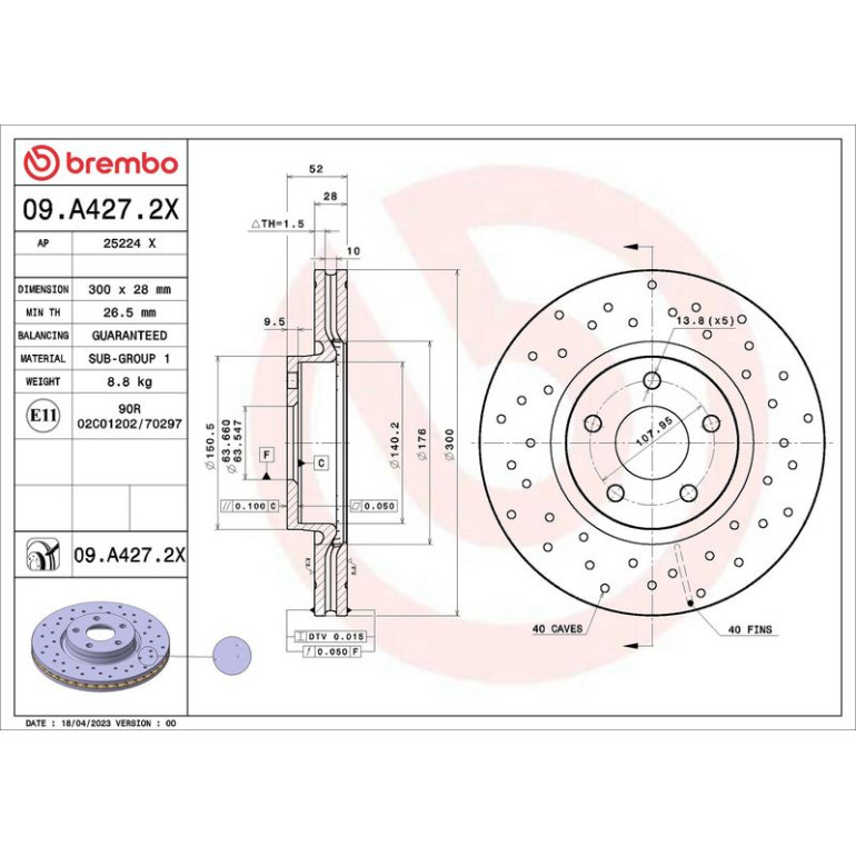 Bremsscheibe VA Xtra 09.A427.2X Bremsscheibe VA Xtra 09.A427.2X