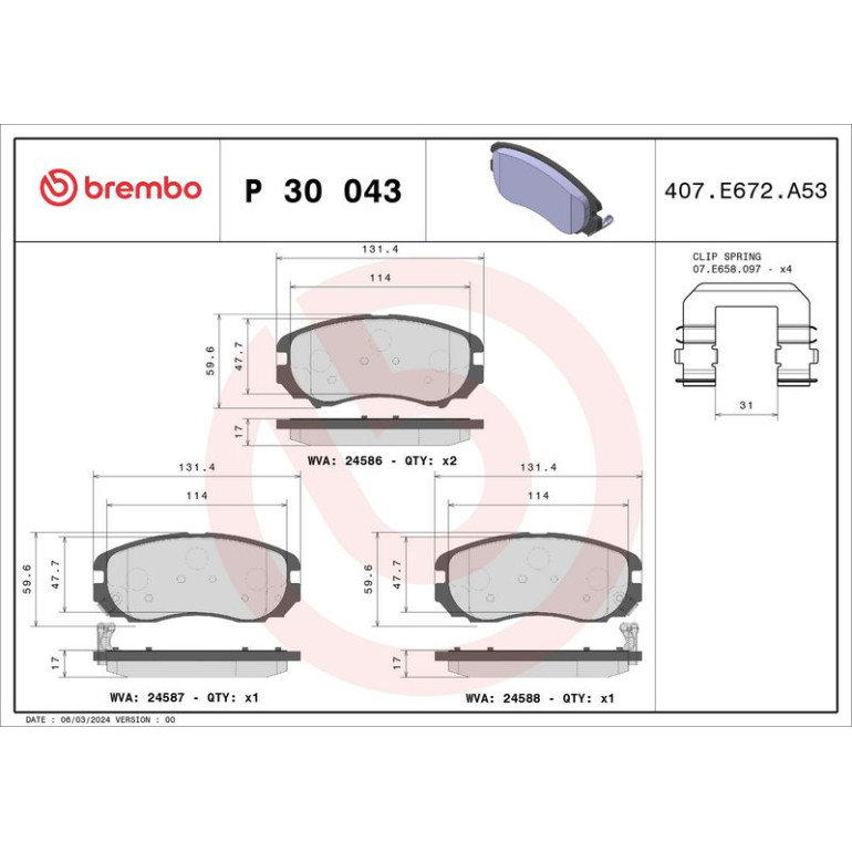 BREMBO Bremsklötze VA P 30 043 BREMBO Bremsklötze VA P 30 043