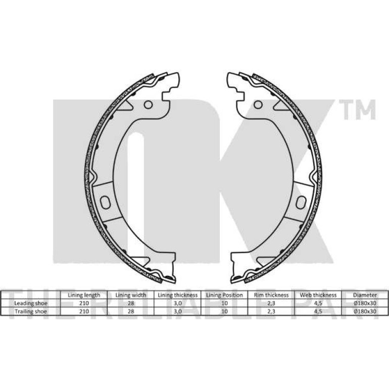Handbremsbacken Chrysler Voyager 00 2793724 Handbremsbacken Chrysler Voyager 00 2793724