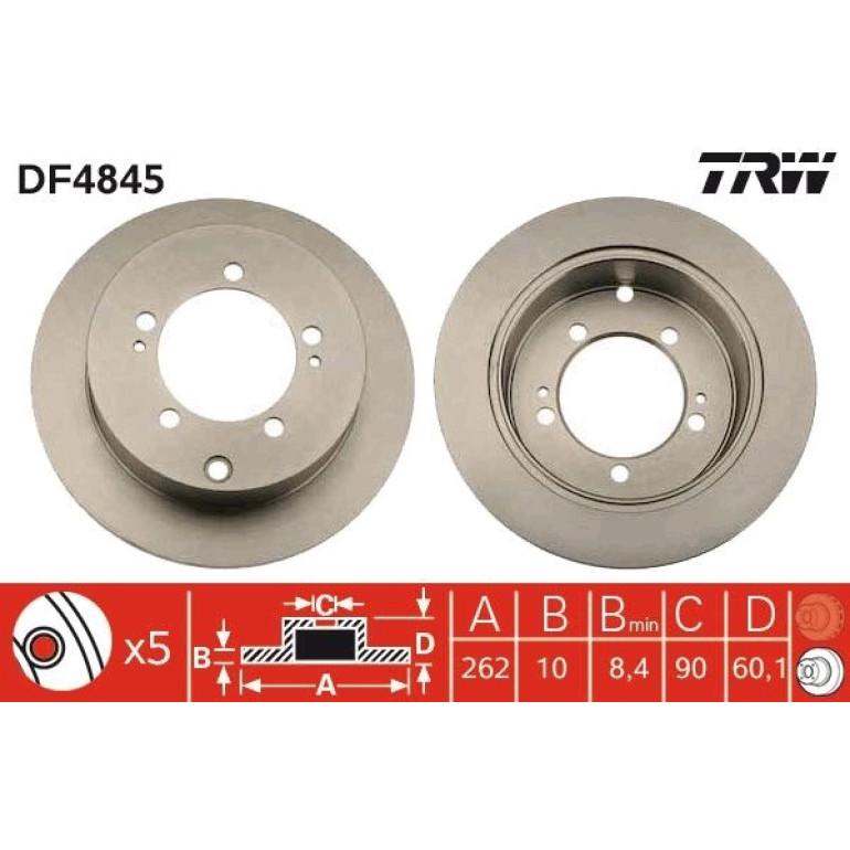 84 482 019 Bremsscheibe HA DF4845 84 482 019 Bremsscheibe HA DF4845