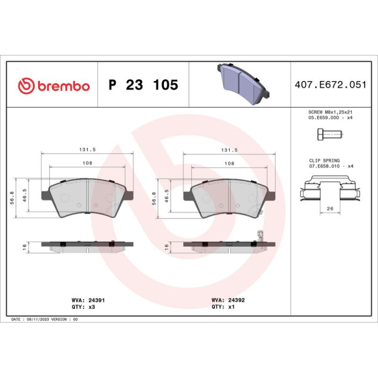 BREMBO Bremsklötze VA P 23 105 BREMBO Bremsklötze VA P 23 105