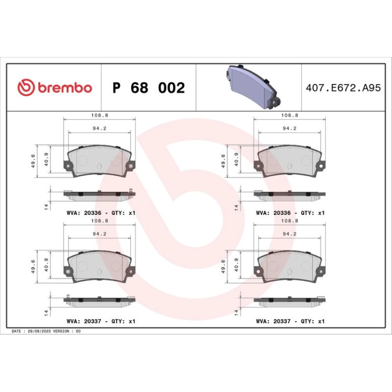 BREMBO Bremsklötze HA P 68 002 BREMBO Bremsklötze HA P 68 002