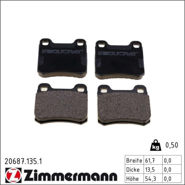 ZIMMERMANN Bremsbeläge 20687.135.1 ZIMMERMANN Bremsbeläge 20687.135.1