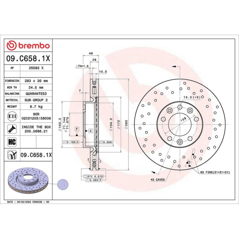 Bremsscheibe VA 09.C658.1X Bremsscheibe VA 09.C658.1X