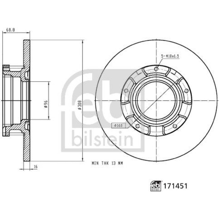 FEBI BILSTEIN Bremsscheibe 171451 FEBI BILSTEIN Bremsscheibe 171451