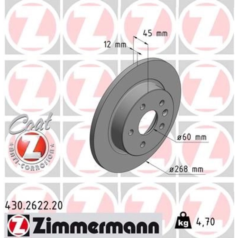 ZIMMERMANN Bremsscheibe 430.2622.20 ZIMMERMANN Bremsscheibe 430.2622.20