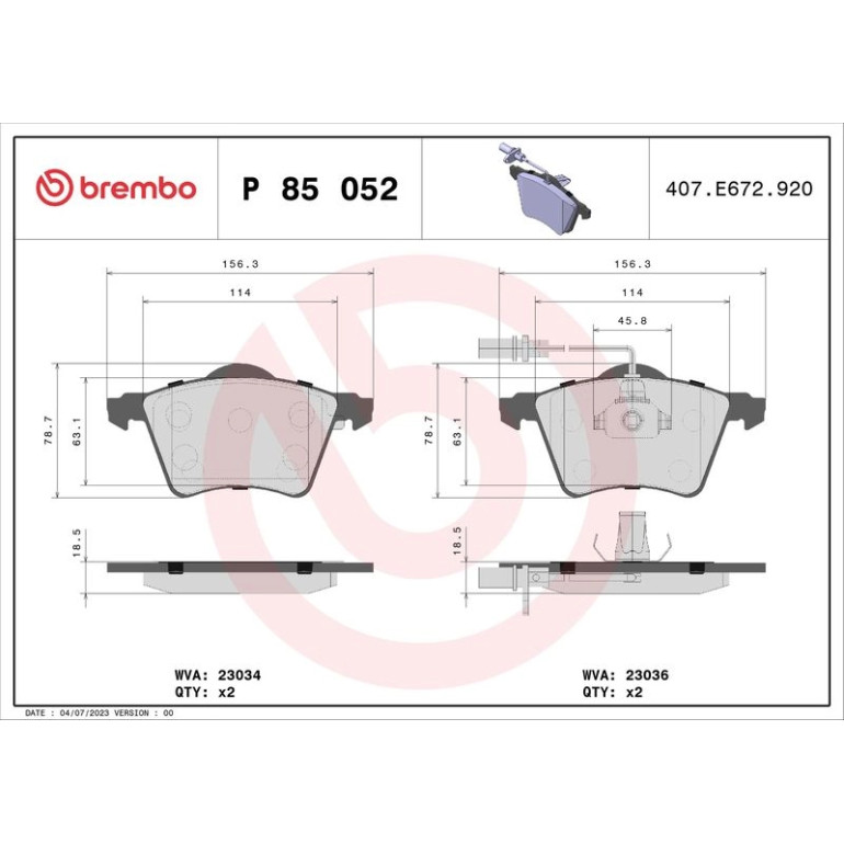 BREMBO Bremsklötze VA P 85 052 BREMBO Bremsklötze VA P 85 052