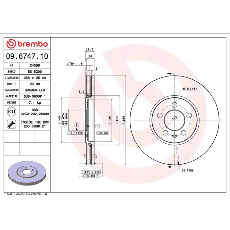 17 481 026 Bremsscheibe VA 09.6747.10 17 481 026 Bremsscheibe VA 09.6747.10