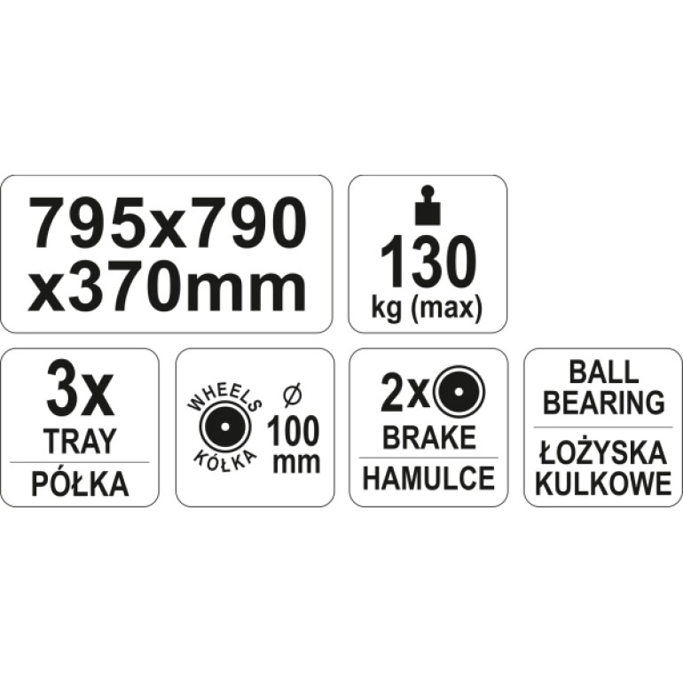 Werkstatt Rollwagen 3 Ablage F×cher YT-55210 Werkstatt Rollwagen 3 Ablage F×cher YT-55210