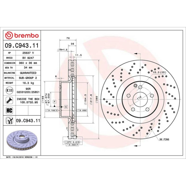 Bremsscheibe VA 09.C943.11 Bremsscheibe VA 09.C943.11