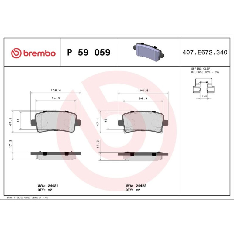 BREMBO Bremsklötze HA P 59 059 BREMBO Bremsklötze HA P 59 059