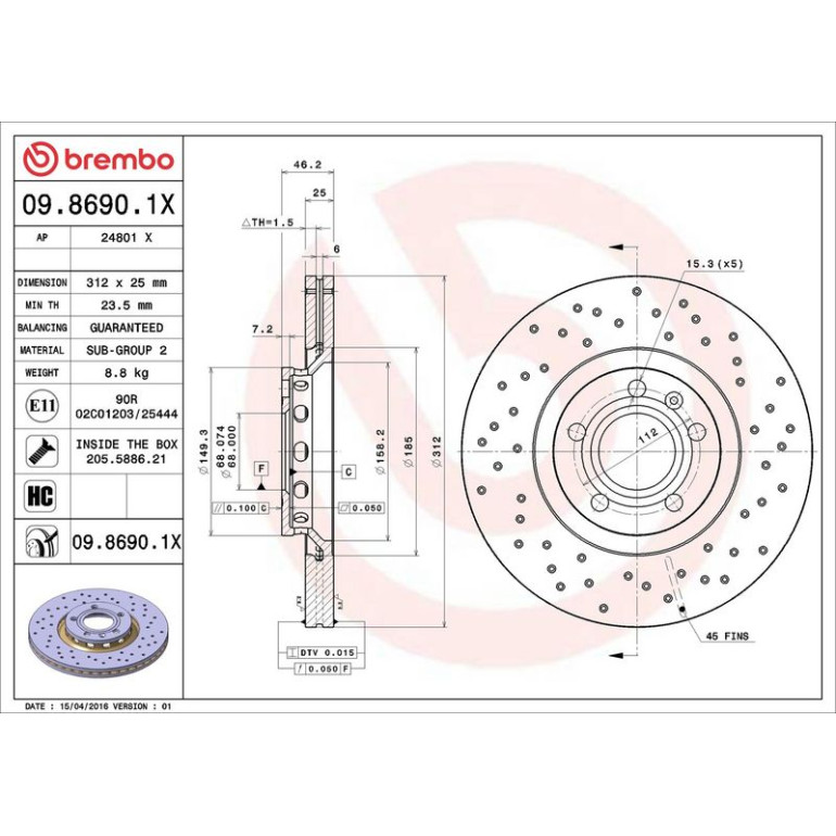 Bremsscheibe VA Xtra 09.8690.1X Bremsscheibe VA Xtra 09.8690.1X