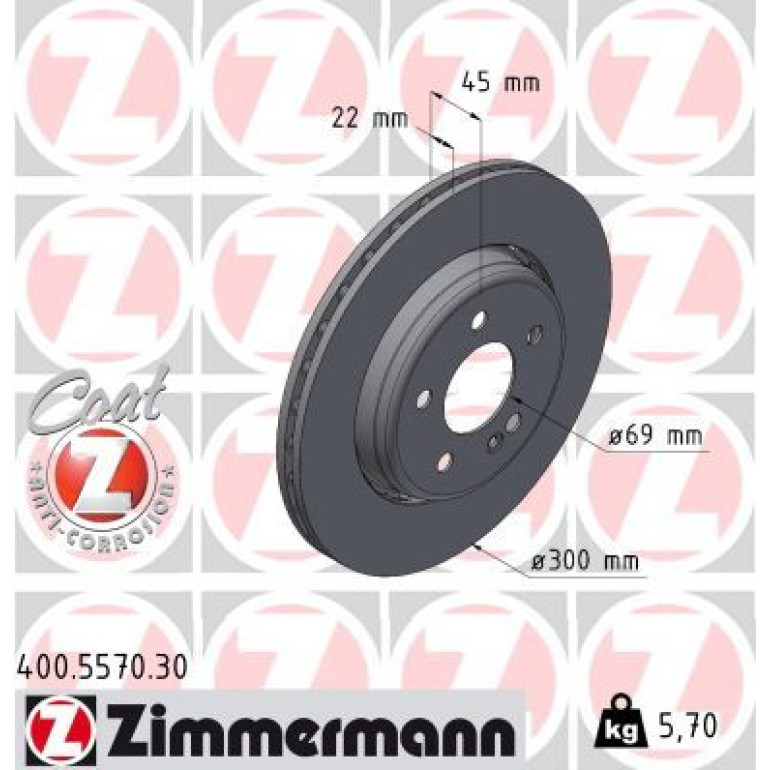 ZIMMERMANN Bremsscheibe 400.5570.30 ZIMMERMANN Bremsscheibe 400.5570.30