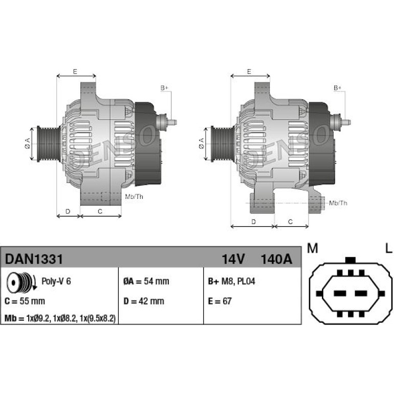 DENSO Generator DAN1331 DENSO Generator DAN1331