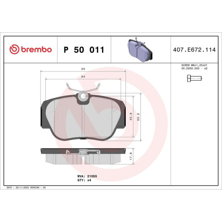 BREMBO Bremsklötze VA P 50 011 BREMBO Bremsklötze VA P 50 011