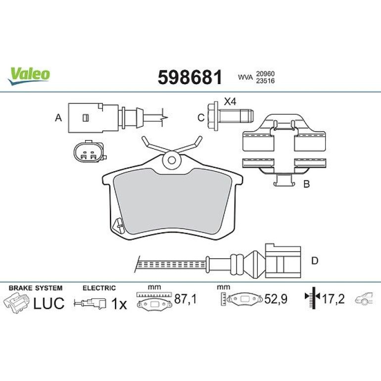 VALEO Bremsbeläge 598681 VALEO Bremsbeläge 598681