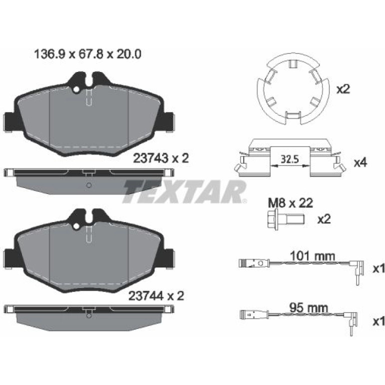 Bremsbelagsatz Db P. W211 02- 220-270Cdi 2374303 Bremsbelagsatz Db P. W211 02- 220-270Cdi 2374303