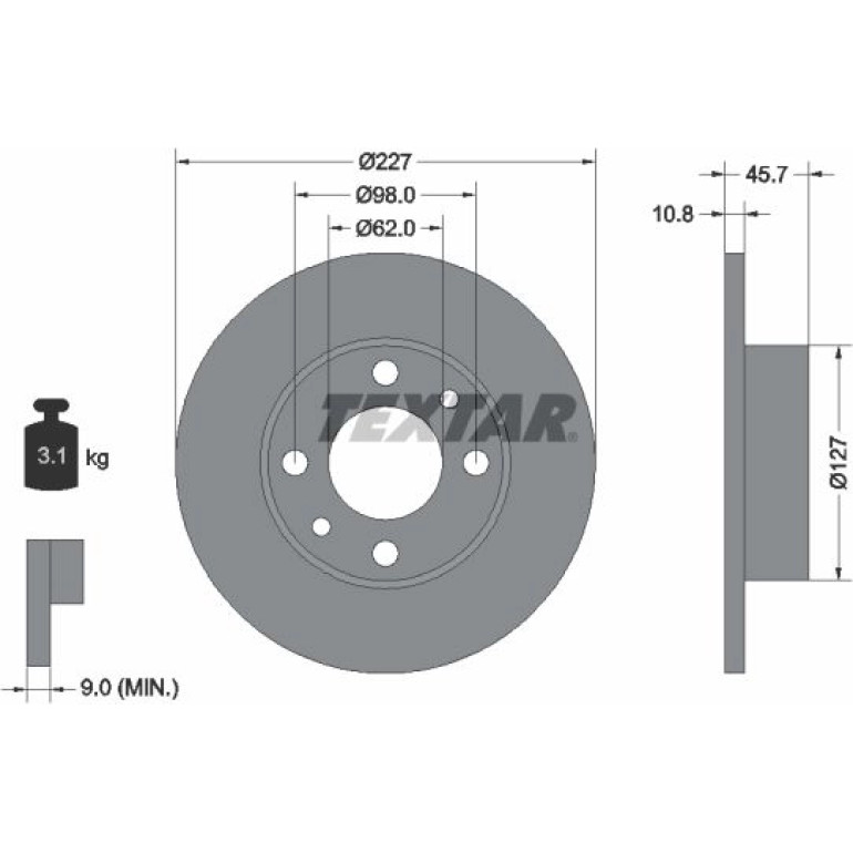 Bremsscheibe Fiat P. Uno/Ibiza -93/Ritmo/Panda -95/Delta -92/Y10/Fiat 125/Polonez 227Mm 92019300 Bremsscheibe Fiat P. Uno/Ibiza -93/Ritmo/Panda -95/Delta -92/Y10/Fiat 125/Polonez 227Mm 92019300