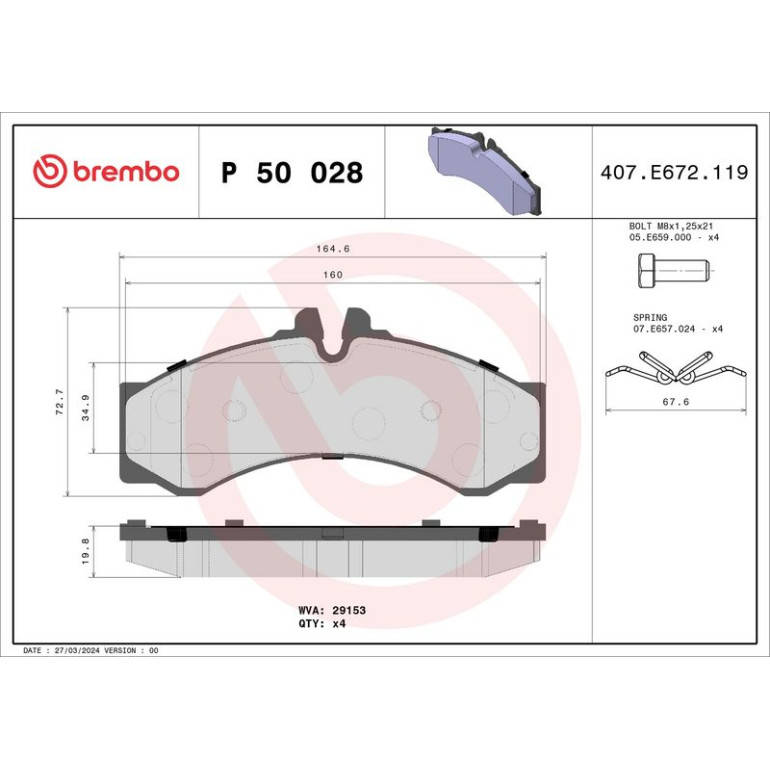 BREMBO Bremsklötze VA P 50 028 BREMBO Bremsklötze VA P 50 028