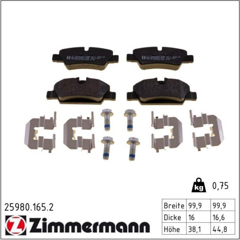 ZIMMERMANN Bremsbeläge 25980.165.2 ZIMMERMANN Bremsbeläge 25980.165.2