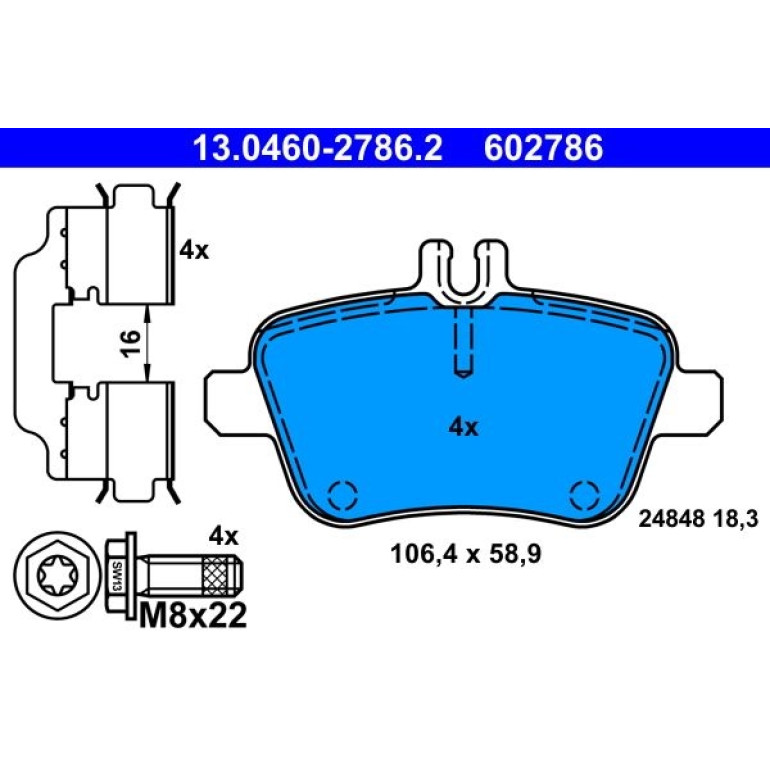 Bremsbelagsatz Db T. W176/W246 1.6-2.1 12 13.0460-2786.2 Bremsbelagsatz Db T. W176/W246 1.6-2.1 12 13.0460-2786.2