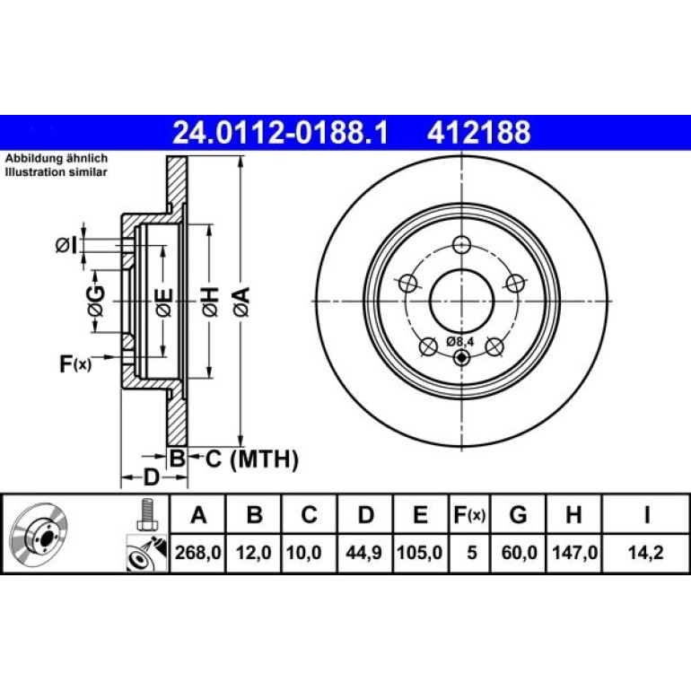 Bremsscheibe Opel T. Astra/Mokka 1.3-2.0 Cdti 09 24.0112-0188.1 Bremsscheibe Opel T. Astra/Mokka 1.3-2.0 Cdti 09 24.0112-0188.1
