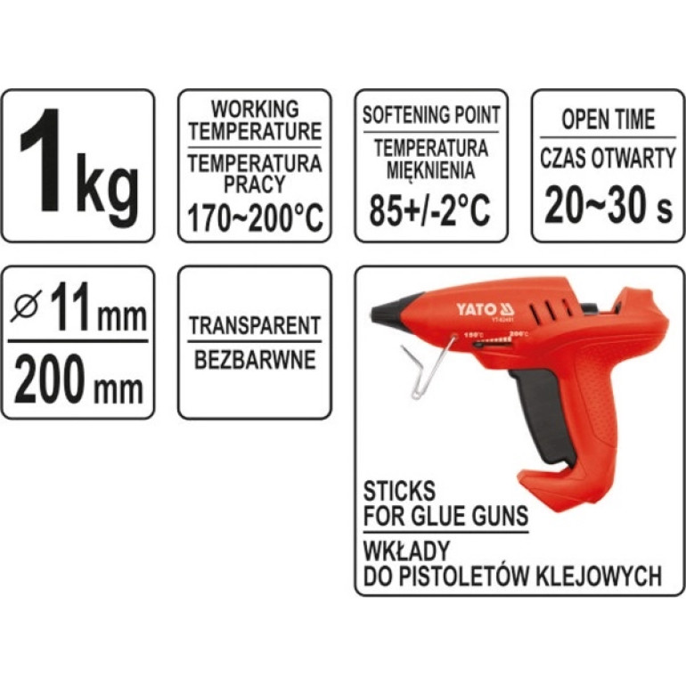 Heissklebepatronen 11,2X200Mm 1Kg Transparent YT-82430