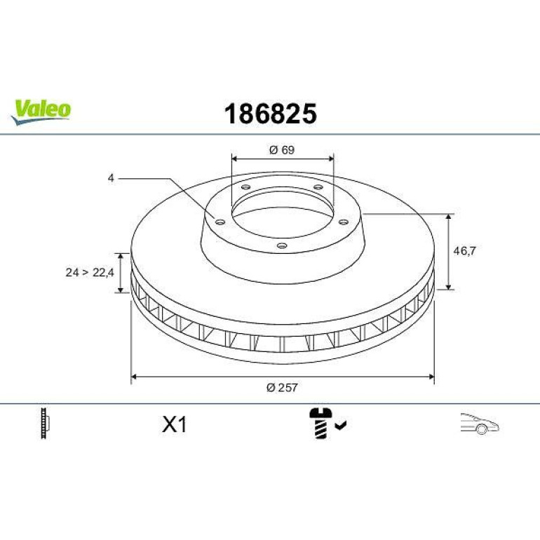 VALEO Bremsscheibe 186825 VALEO Bremsscheibe 186825