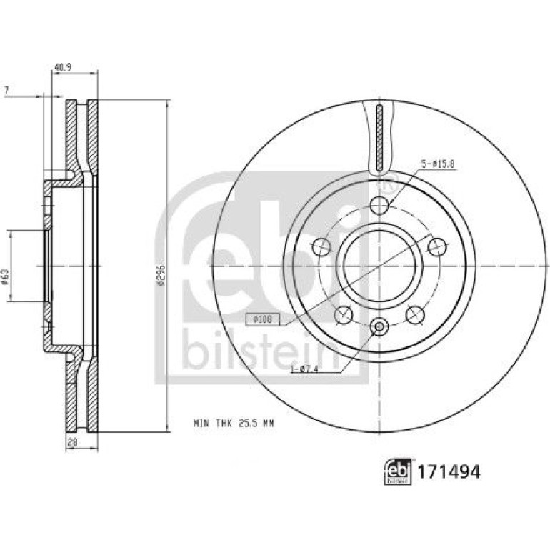 FEBI BILSTEIN Bremsscheibe 171494 FEBI BILSTEIN Bremsscheibe 171494