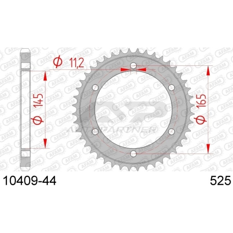 AFAM Kettenrad STAHL 44 Zähne 10409-44 AFAM Kettenrad STAHL 44 Zähne 10409-44
