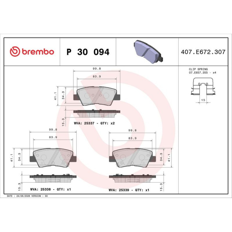 BREMBO Bremsklötze HA P 30 094 BREMBO Bremsklötze HA P 30 094