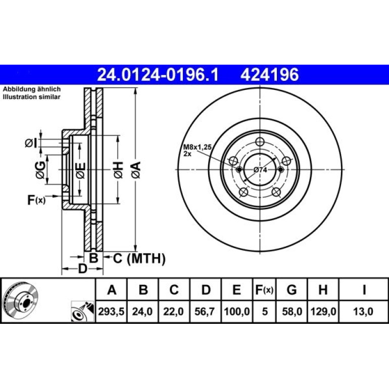 Bremsscheibe Subaru P. Outback/Impreza/Forester 03-/08- 294Mm 24.0124-0196.1 Bremsscheibe Subaru P. Outback/Impreza/Forester 03-/08- 294Mm 24.0124-0196.1