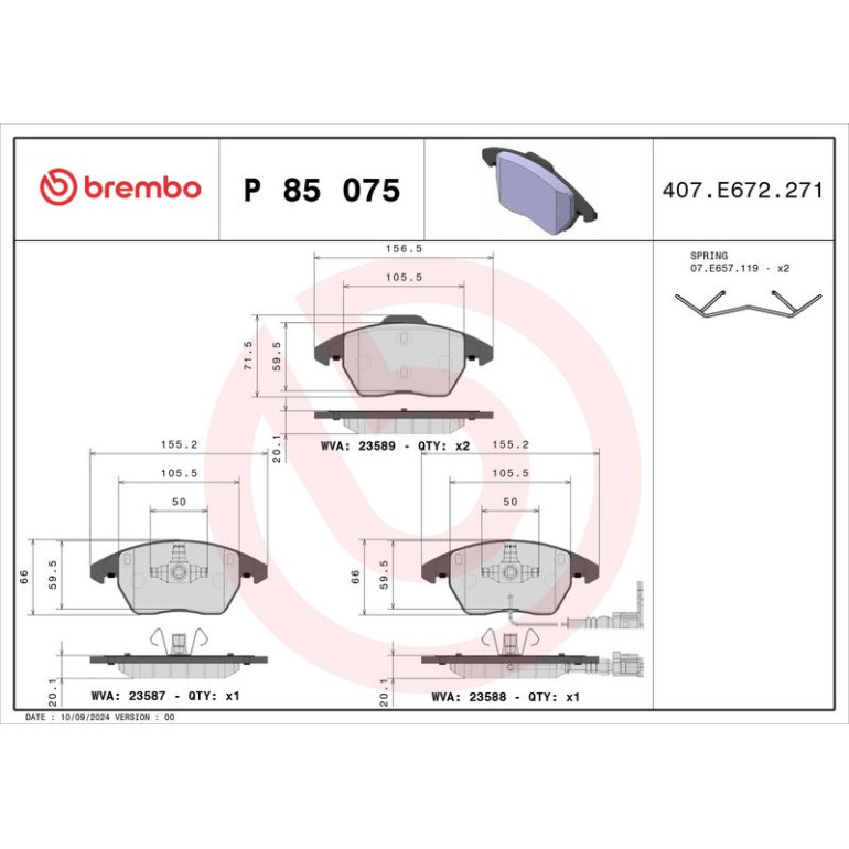 BREMBO Bremsklötze VA P 85 075 BREMBO Bremsklötze VA P 85 075
