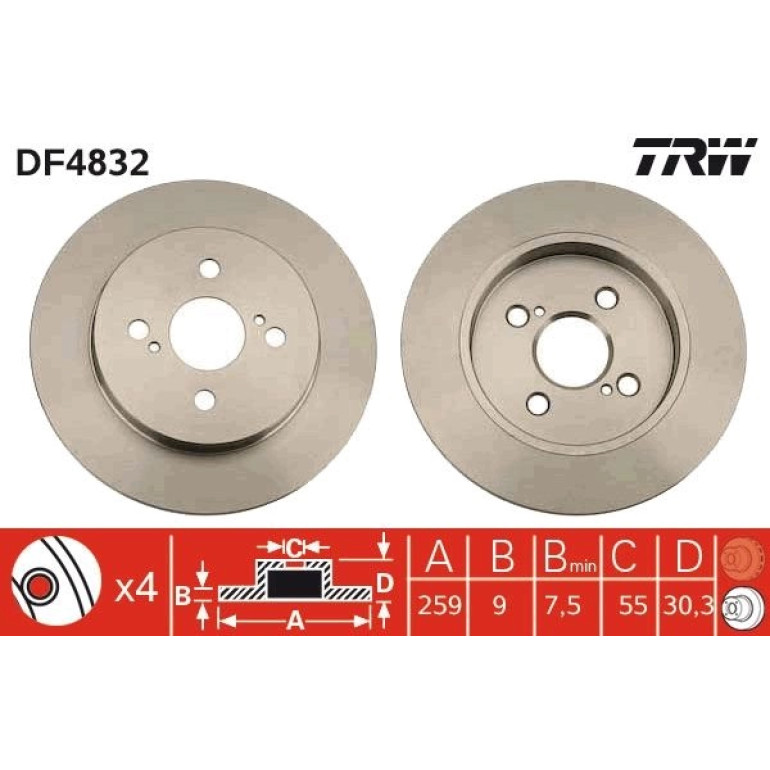 Bremsscheibe Toyota T. Yaris DF4832 Bremsscheibe Toyota T. Yaris DF4832