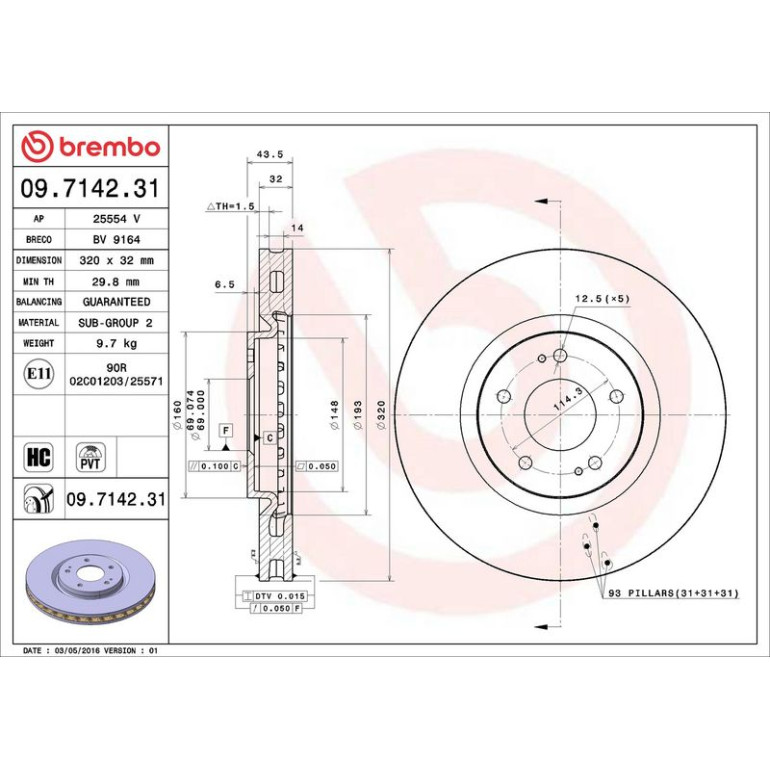 84 481 074 Bremsscheibe VA 09.7142.31 84 481 074 Bremsscheibe VA 09.7142.31