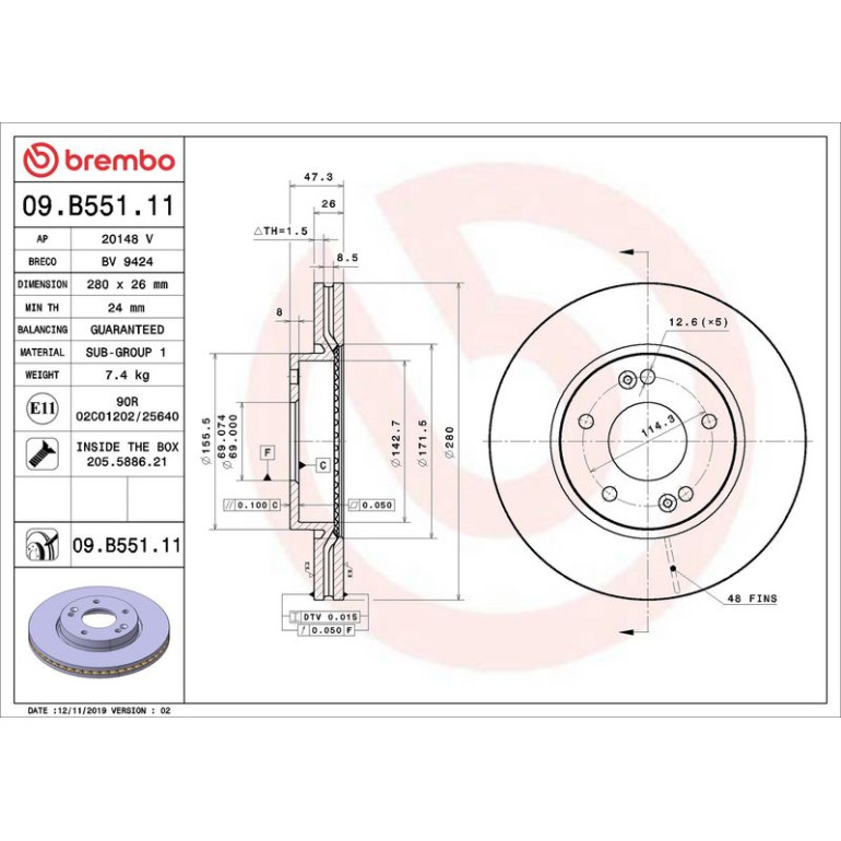 Bremsscheibe VA 09.B551.11 Bremsscheibe VA 09.B551.11