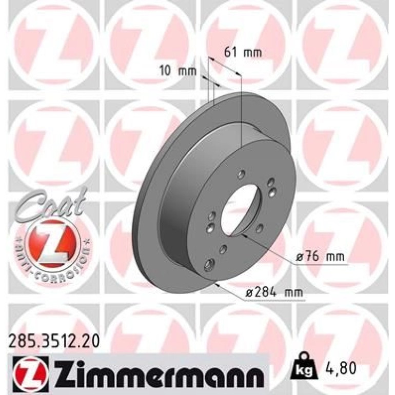 ZIMMERMANN Bremsscheibe 285.3512.20 ZIMMERMANN Bremsscheibe 285.3512.20