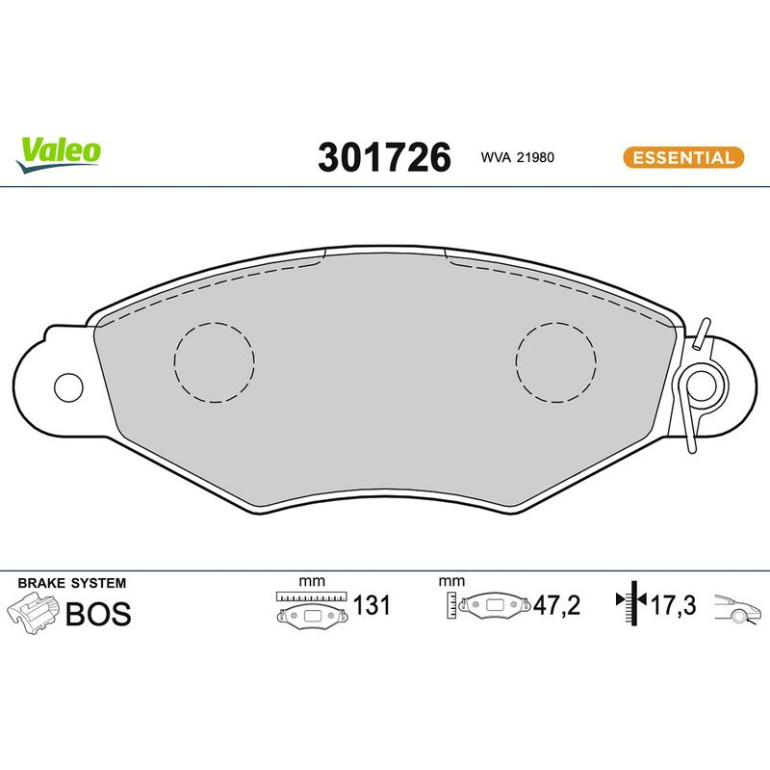 VALEO Bremsbeläge 301726 VALEO Bremsbeläge 301726