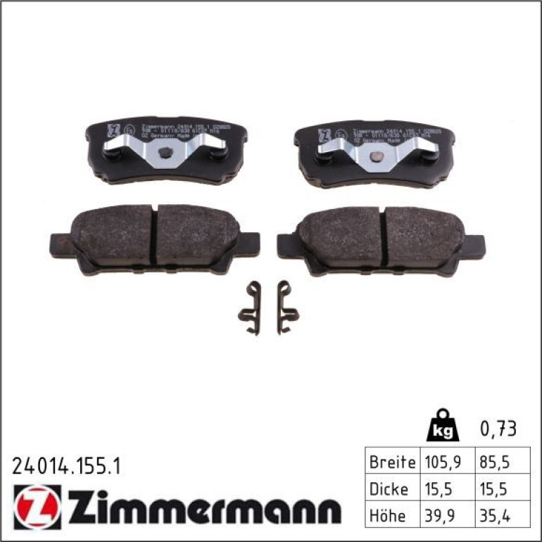ZIMMERMANN Bremsbeläge 24014.155.1 ZIMMERMANN Bremsbeläge 24014.155.1