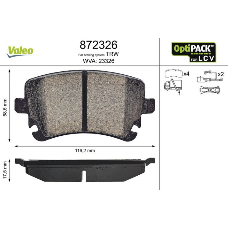 VALEO Bremsbeläge 872326 VALEO Bremsbeläge 872326