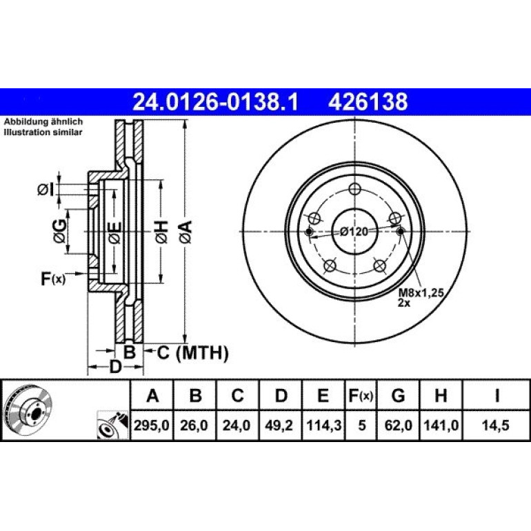 Bremsscheibe Toyota P. Avensis/Corolla 1.6-2.2 D-4D 04-09 24.0126-0138.1 Bremsscheibe Toyota P. Avensis/Corolla 1.6-2.2 D-4D 04-09 24.0126-0138.1