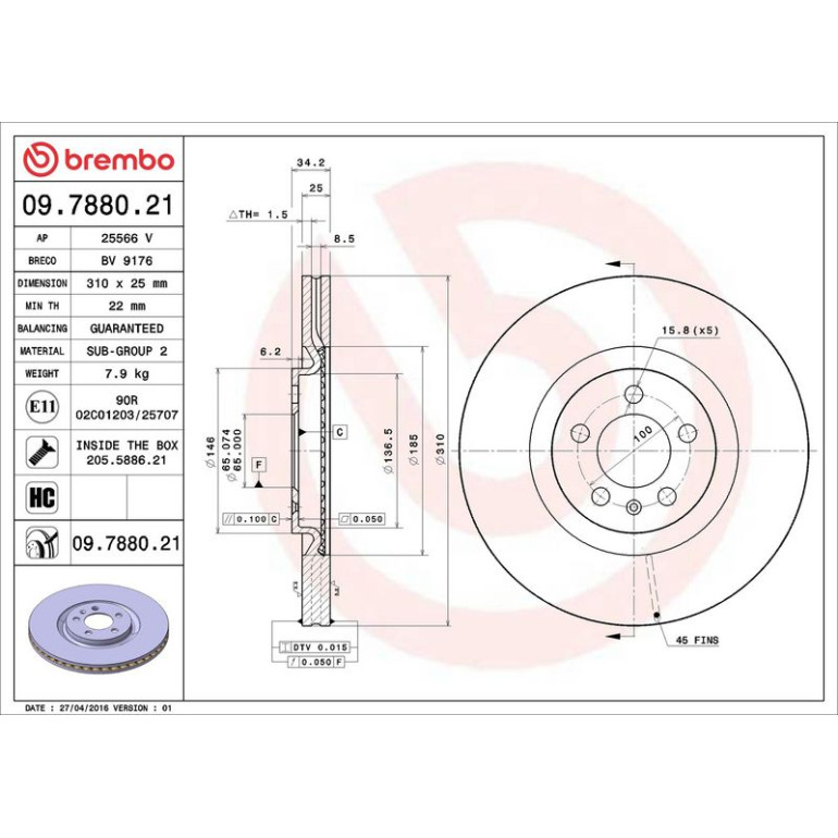 12 481 062 Bremsscheibe VA 09.7880.21