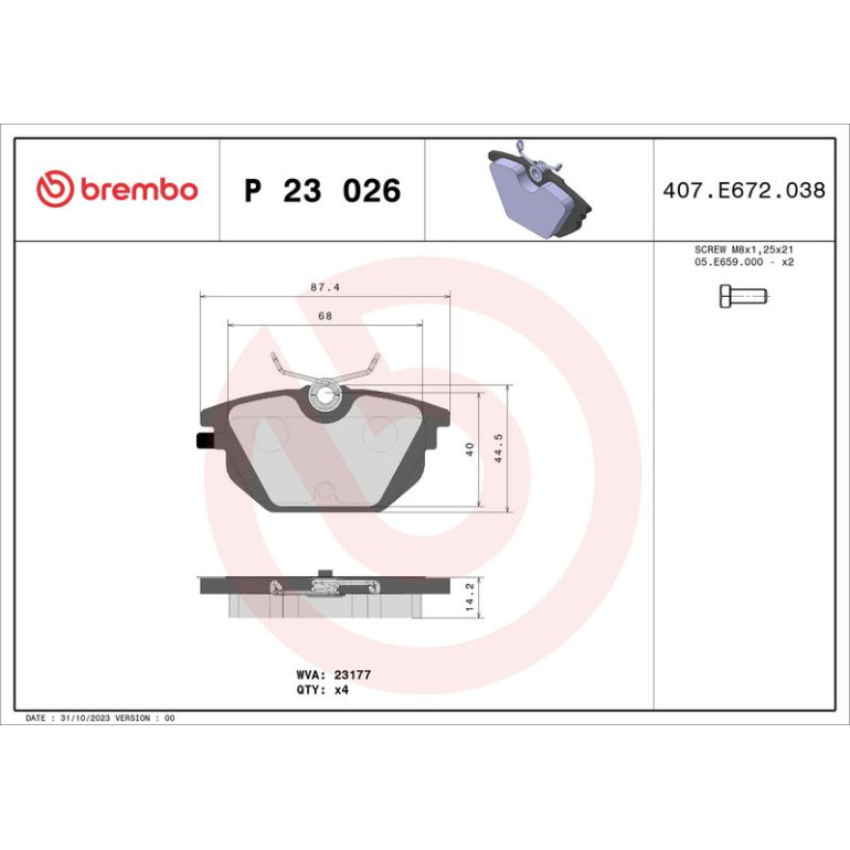 BREMBO Bremsklötze HA P 23 026 BREMBO Bremsklötze HA P 23 026